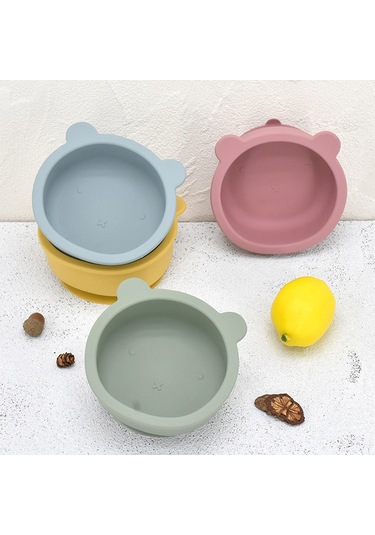 Qingmipy Bebekler İçin Pratik Silikon Yapışkan Tabak Ve Kaşık Seti - Taşınabilir Çocuk Yemek Kabı Çok Renk Seçeneği