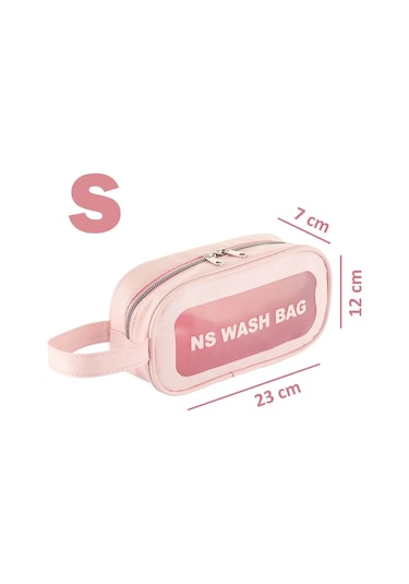 Şeffaf Seyahat Makyaj Kozmetik Çantası Açık Pembe Small Açık Pembe