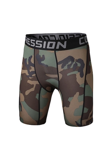 Erkekler İçin Koşu Antrenman Şortu - Nemi Emici Hızlı Kuruyan Askeri Desenli Spor Şort - Esnek Ve Konforlu - Yeşil Kamuflaj M Gri Gri