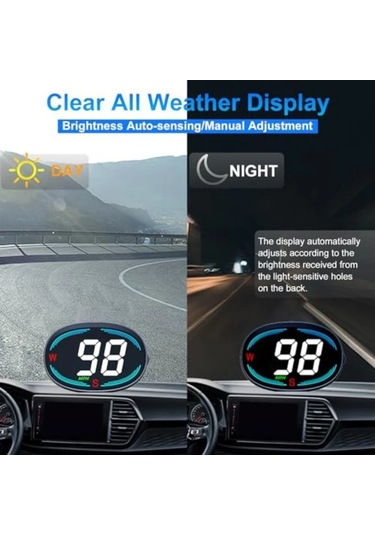 Elmpaly Hud Gps Araç Baş Üstü Göstergesi Mph Hız Göstergesi Pusula Aşırı Hız Uyarısı Tüm Araçlar
