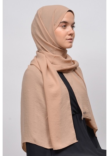 Altobeh Caz Krep Tesettür Kadın Şal - Koyu Bej