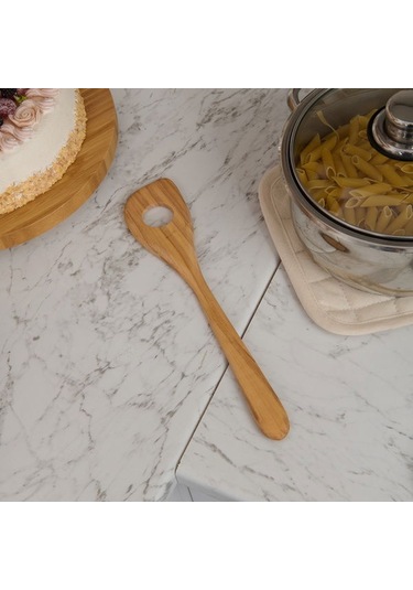 Tivoli Zeytin Ağacı Büyük Delikli Spatula - Açık Kahverengi - 30 Cm Açık Kahverengi