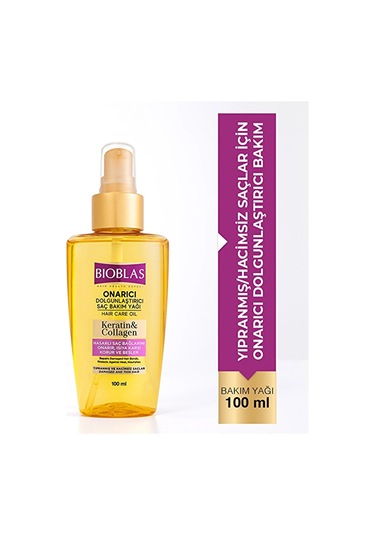 Bioblas Keratin Kolajen Onarıcı Dolgunlaştırıcı Saç Bakım Yağı 100 Ml 2 Adet