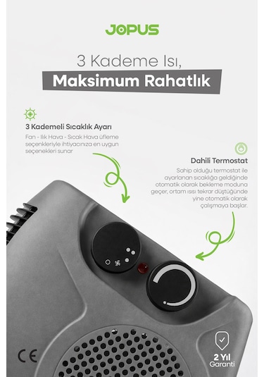 Jopus JO-FI001 2000 W Fanlı Isıtıcı Antrasit