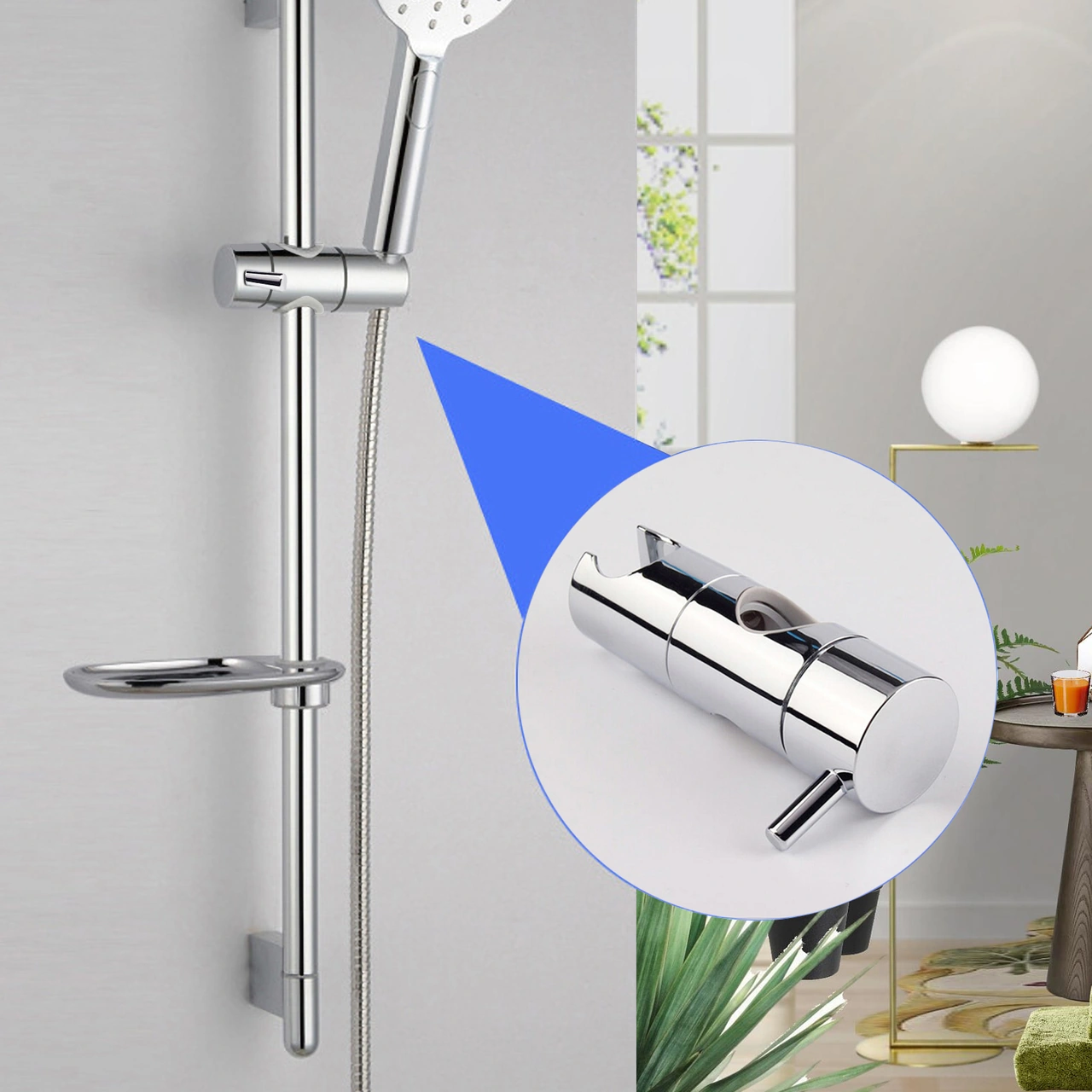 Yunboo Duş Başlığı Tutucusu, 360 Derece Döner, Yükseklik Ayarlanabilir, 19-25mm Boru Çapı, Abs Plastik, Chrome Finish, Banyo Kullanıma Uygun Diğer