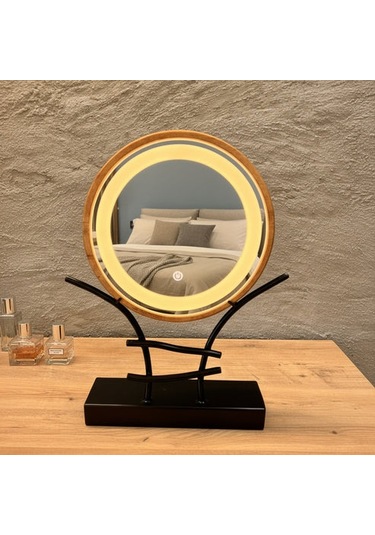 40x40 Cm Led Işıklı Makyaj Aynası Touch Sensörlü, Dimmer Özellikli Günışıği 3000k Sarı