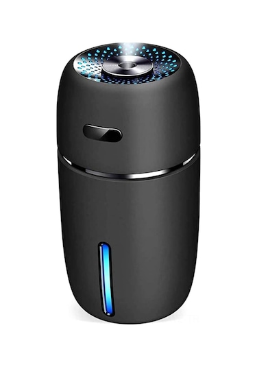 Wezone Usb Araç Nemlendirici Ve Aromaterapi Cihazı, 200 Ml Mini Hava Temizleyici, 7 Renk Led Gece Lambalı, Siyah