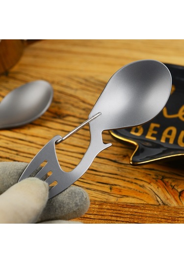 3'ü 1 Arada Kamp Kaşığı Sofra Takımı Titanyum Ultra Hafif Titanyum Diğer