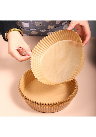 100 Adet Hava Fritöz Pişirme Kağıdı Gıda Yağı Emici Kağıt Kahverengi