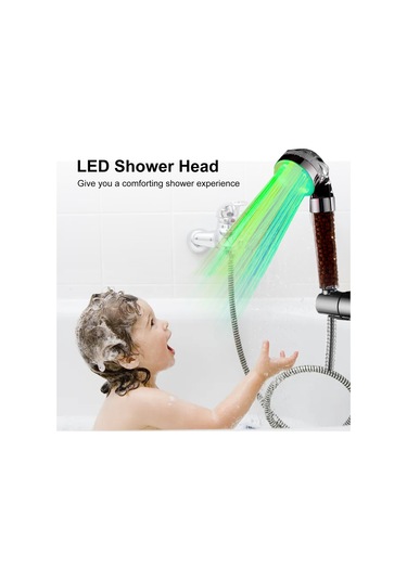 Yifomall Led Su Akışı İle Çalışan 3 Renk Sıcaklık Algılayıcı, Filtreli, Su Tasarruflu Duş Başlığı G1/2 Bağlantı, Abs Malzeme Diğer