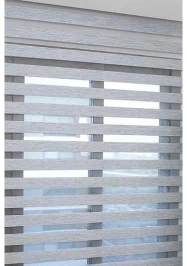 Gri Bambu Kumaş Zebra Stor Perde Etek Dilimsiz 1. Kalite Gri