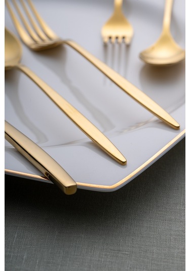 Emsan Alisa 30 Parça 6 Kişilik Parlak Gold Kutulu Çatal Kaşık Bıçak Takımı Gold