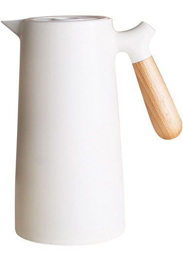 Hallow Büyük Termal Kahve Sürahi Çift Duvarlı Termos Ev Cam Beyaz 1 L