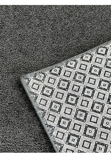 Balat Halı Raschel Carpet Koyu Gri Mikro Polyester Kaymaz Taban Shaggy Halı