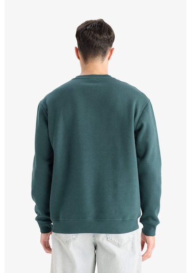 Defacto Regular Fit Bisiklet Yaka Basic Düz Kalın Sweatshirt T3777az25augn536 Yeşil