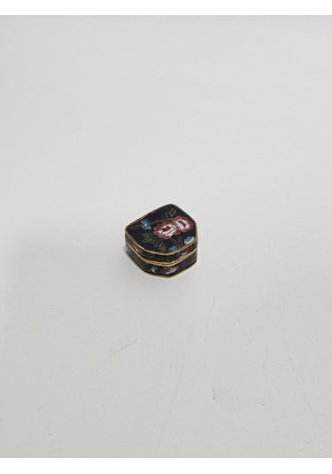 Antika Cloisonne Minyatür Kutu 3,8x3,5cm 087