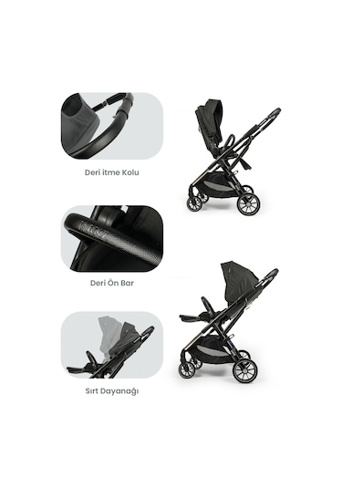 Kanz Thunder Kolay Katlanabilen Travel Sistem Bebek Arabası Oreoblack
