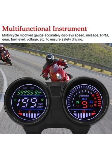 Pazly Led Motosiklet Hız Göstergesi Ve Kilometre Sayacı 13000rpm Model Lmk00057 Siyah