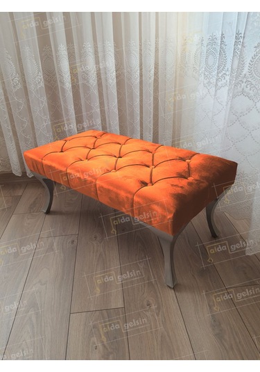 Kapitoneli Ayak Ucu Kapı Önü Antre Bench Puf Gümüşayak 120 45 Pembe