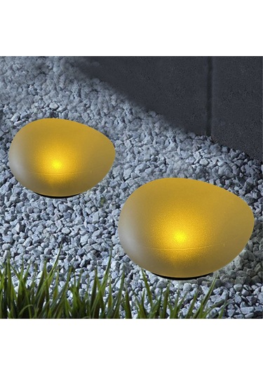 Dianziye Güneş Enerjili Taş Şekilli Bahçe Lambası - Ip55 Su Geçirmez 8 Saat Sürekli Aydınlatma - Islak Sarı Işık, Bahçe, Çimen, Yol Yolu Dekorasyonu Sarı