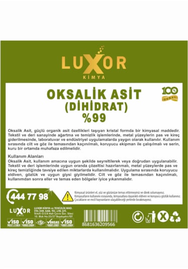 Luxor Kimya Oksalik Asit 1 Kg Tekli