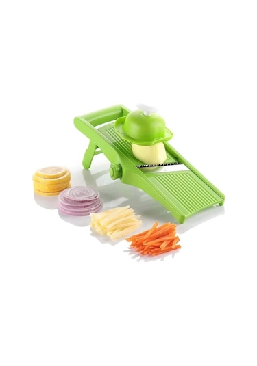 5 Başlıklı Hazneli Kaymaz Rende Jülyen Kesici Patates Havuç Rendesi Renkli