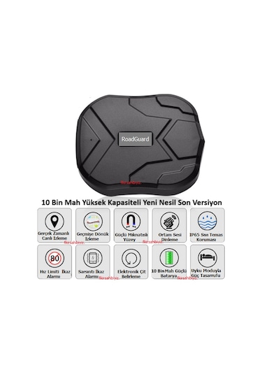 Roadguard 10 Bin Mah Gps Otomobil Motosiklet Araç Takip Cihazı Canlı İzleme