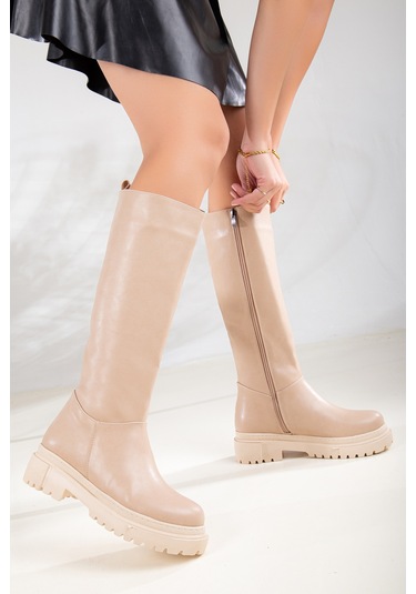 D812 Kadın Çekme Günlük Çizme Bot Garantili Ürün Nut