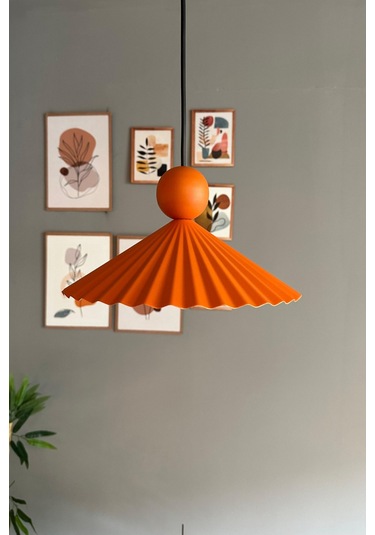 Avilla Metal Avize Tekli Turuncu Tek Boncuk Kafa Rustik Cafe Mutfak Modern Sarkıt Aydınlatma Turuncu