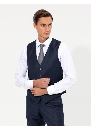 Cacharel Lacivert Slim Fit Yelek