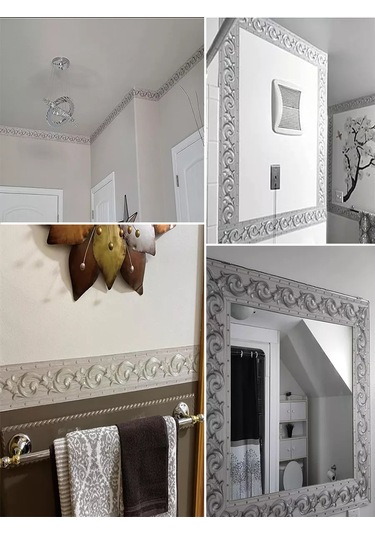 Domostroj Duvar Kağıdına Kendinden Yapışkanlı Dekoratif Bordür 176227623 Gri