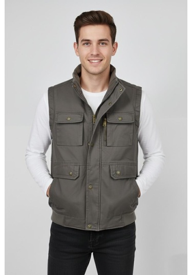 Erkek Kışlık İçi Peluş Spor Avcı Yelek 4101 Bgl-st04910 VİZON