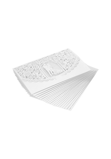 Mufunye 20 Adet/takım Düğün Davetiye Kartı Kapağı İnci Kağıt Lazer Kesim Gelin Damat Desenli Davetiye Kartları Düğün Yıldönümü Malzemeleri--beyaz