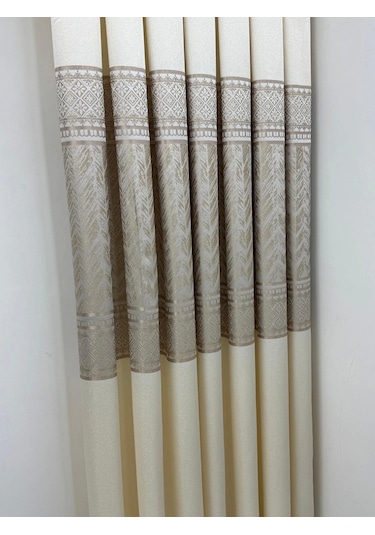 Nivemeshome Avşa Desen:632349 2004 Krem 1/3 Sık Pile Fon Perde Apm Krem