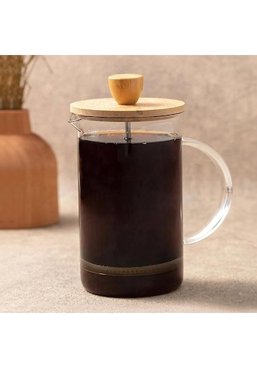 The Mia Bambu Kapaklı French Press 600 Ml Cam0328 Renkli