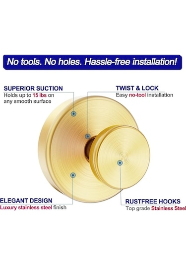 Besthome1 6.8kg Yük Kapasiteli Banyo Sucuklu Çekme Hook - Paslanmaz Çelik, Delme Yok, Siyah 4 Adet Siyah