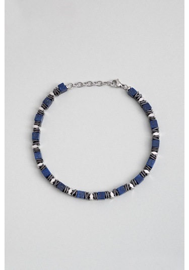 Harita Taşlı 22 Cm Çelik Erkek Bileklik Mavi