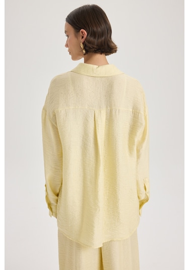 Mai Collection Mai Studios Co. Yovena Düğme Detay Sarı Oversize Gömlek sarı