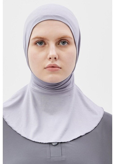 Kadın Tesettür Pratik Boyunluklu Hijab - Sporcu Bone Gri