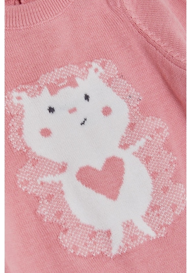 Breeze Kız Bebek Tulum Triko Sevimli Hayvancık Baskılı 0-9 Ay, Gülkurusu-Gülkurusu