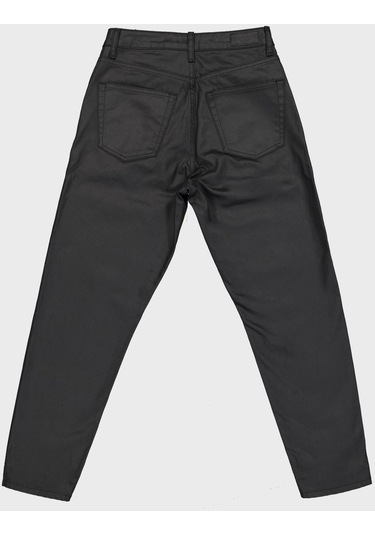 Ariana Petite Siyah Kaplamalı Yüksek Bel Patı Fermuarlı Jean Pantolon C 4525-061 Siyah