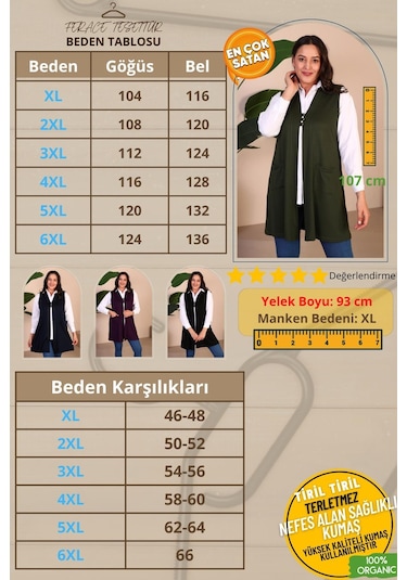 Kadin Buyuk Beden Tesettur Yelek Düğmeli Ve Cepli Esnek Yelek 001