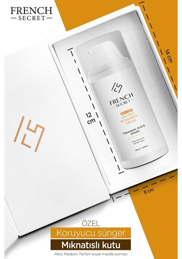 French Secret Yüksek Koruyucu Leke Karşıtı 50 +SPF Güneş Kremi 100 ML (Tranexamic Acid+Arbutin)