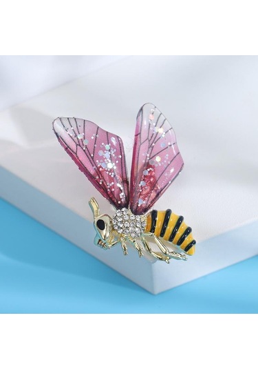 Yeşil Blucome Trendy Moda Damla Yağ Kakma Rhinestone Arı Broş Çevik Böcek Pin Ceket Takım Elbise Aksesuarları Yeşil