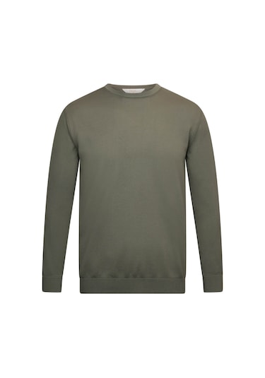 Haki Regular Fit Bisiklet Yaka Rayon Triko Kazak 29593 Haki