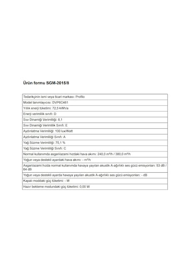 Profilo DVP6C461 Duvar Tipi Davlumbaz
