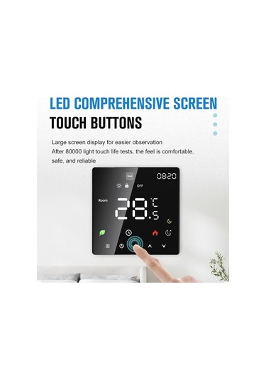 Flybuy Evde Kullanım İçin Akıllı Termostat, Dokunmatik Ekranlı, Haftalık Programlama, Wifi Bağlantılı Sıcaklık Kontrolü