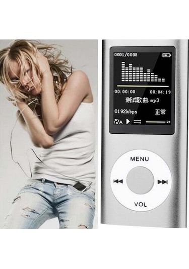 Springsun 32gb Metal Mp3/mp4 Çalar - 1.8" Lcd Ekran, Fm Radyo, Video/mp3 Çalma, Mikrofon, Portatif Müzik Oynatıcı Gümüş