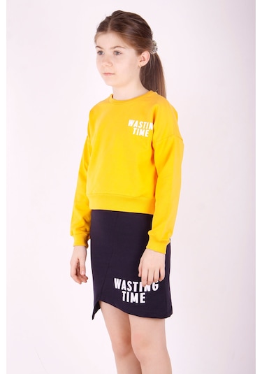 Toontoy Kız Çocuk Wasting Baskılı Etekli Takım Hardal