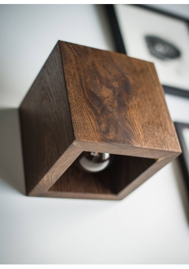 Dcrthuma Yansıtma Tasarımlı Çift Yönlü Ahşap Salon Duvar Aplik Koyu Kahverengi